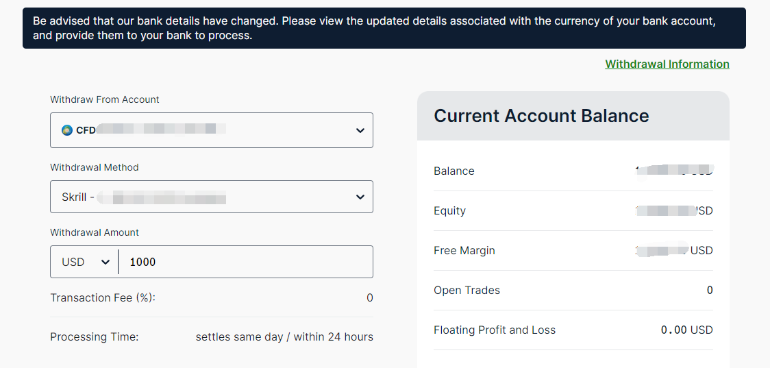 วิธีการถอนเงินจากบัญชี ThinkForex